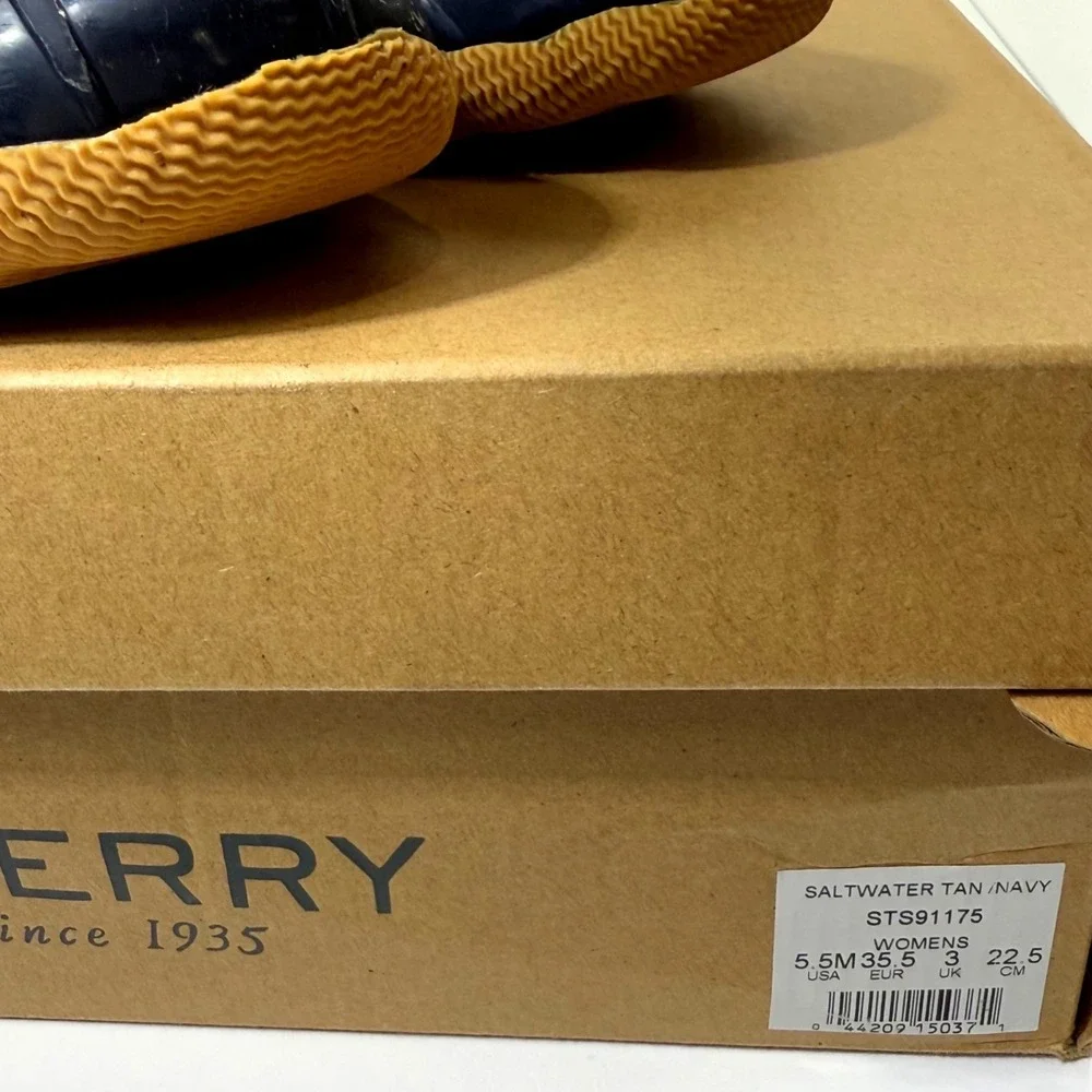 Sperry‎ Saltwater Duck Boot Leather Navy Tan 5.5